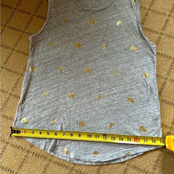 J. Crew gray sleeveless T-shirt with gold foil banana design S NWOT - Picture 7 of 12